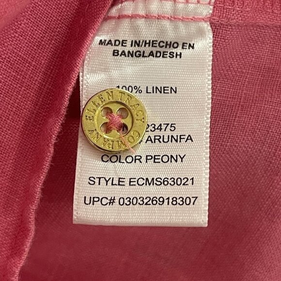 Company Ellen Tracy Shirt Womens Medium Linen Zip Front Pockets Blouse Top - Picture 13 of 16